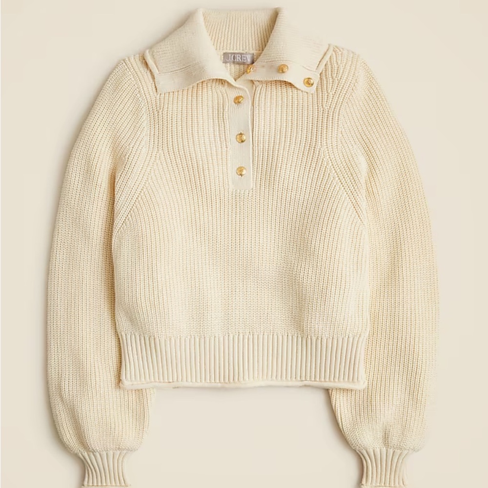 J. Crew Ribbed Cotton Button Collar Sweater